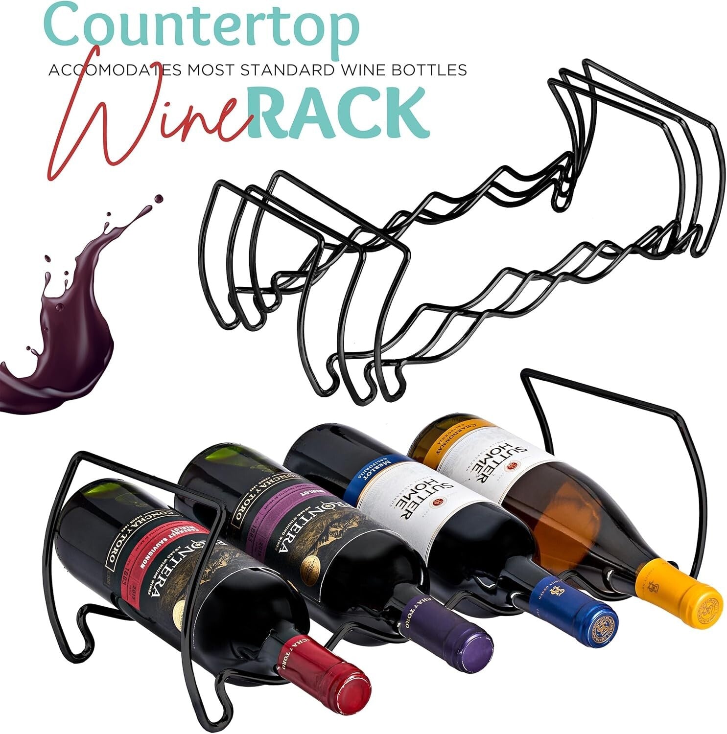 Durable 6-Tier Stackable Wine Rack for Kitchen, Bar: 24 Bottle Capacity