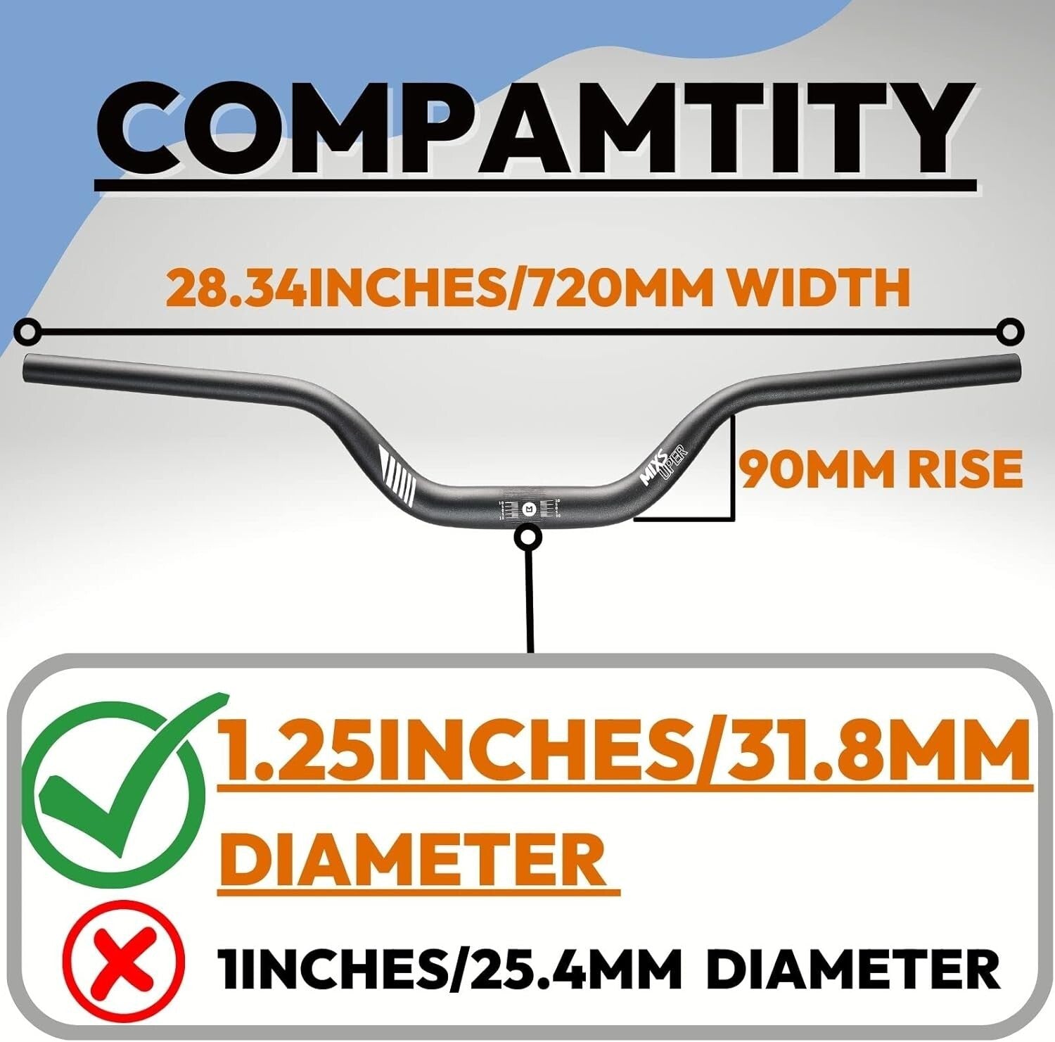 Durable 31.8mm Mountain Bike Handlebar with 90mm Rise - Easy Installation