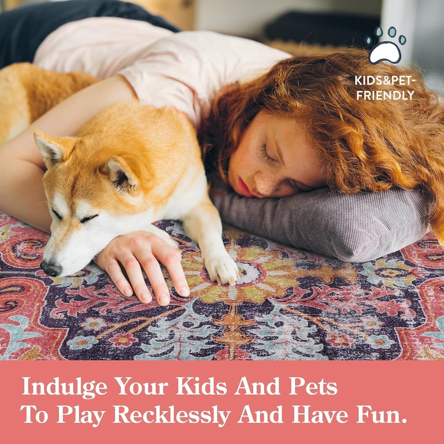 Stylish 3'x5' Fuchsia Non-Slip Rug - Ideal for Entrances & High Traffic Areas