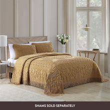 Load image into Gallery viewer, Luxurious Gold Chenille King Bedspread with Medallion Design - Vintage Charm