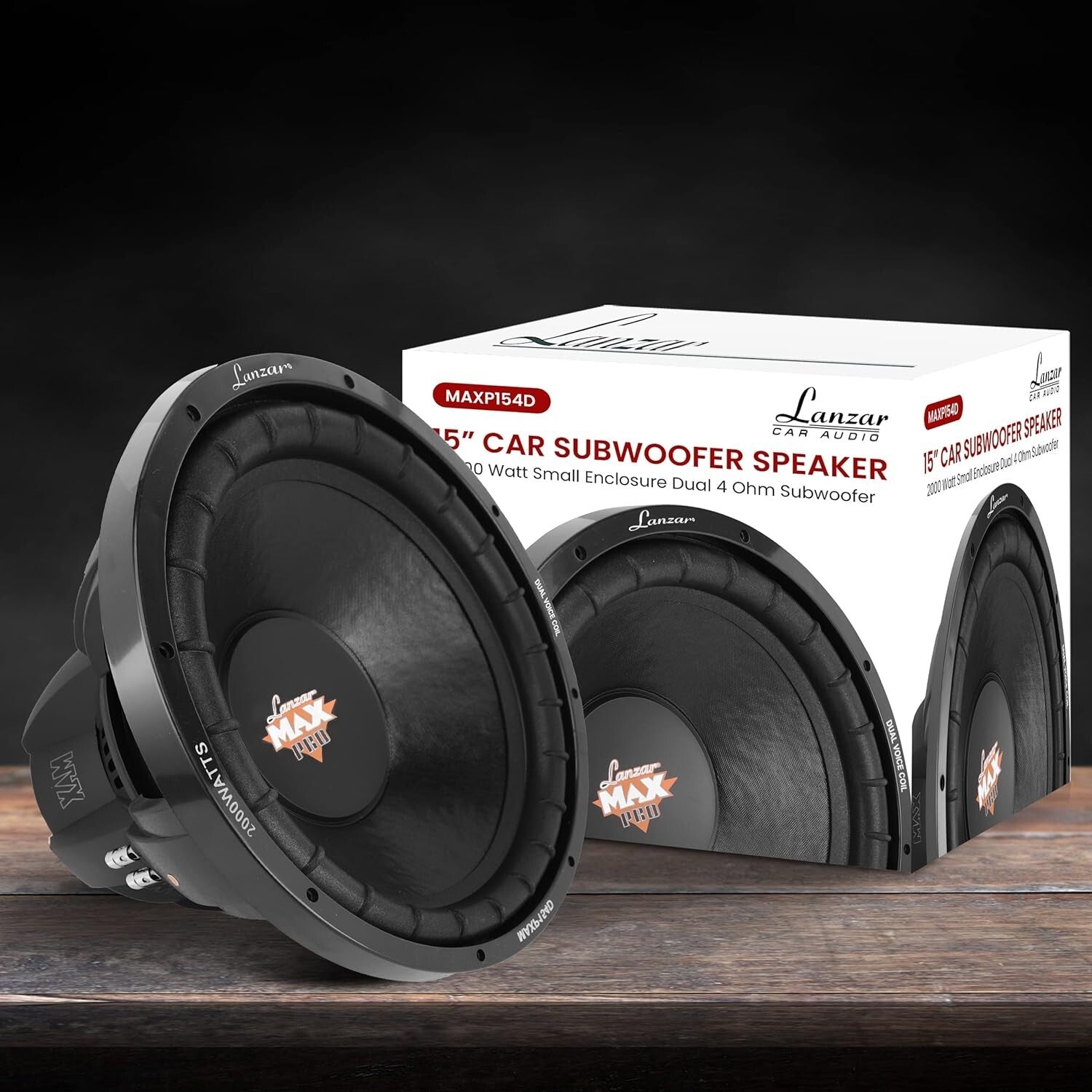 High-Performance 15" Car Subwoofer - Black Non-Pressed Cone & Remote Control