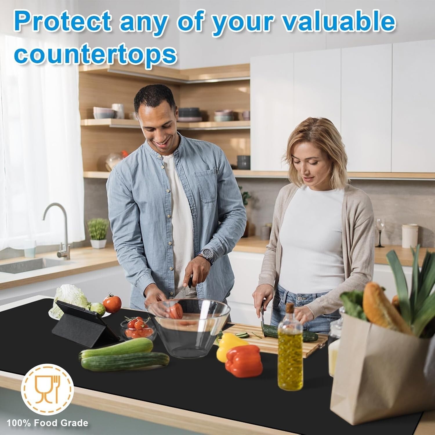 Extra Large Heat Resistant Silicone Mat 47"x23.6" for Kitchen Counter Protection