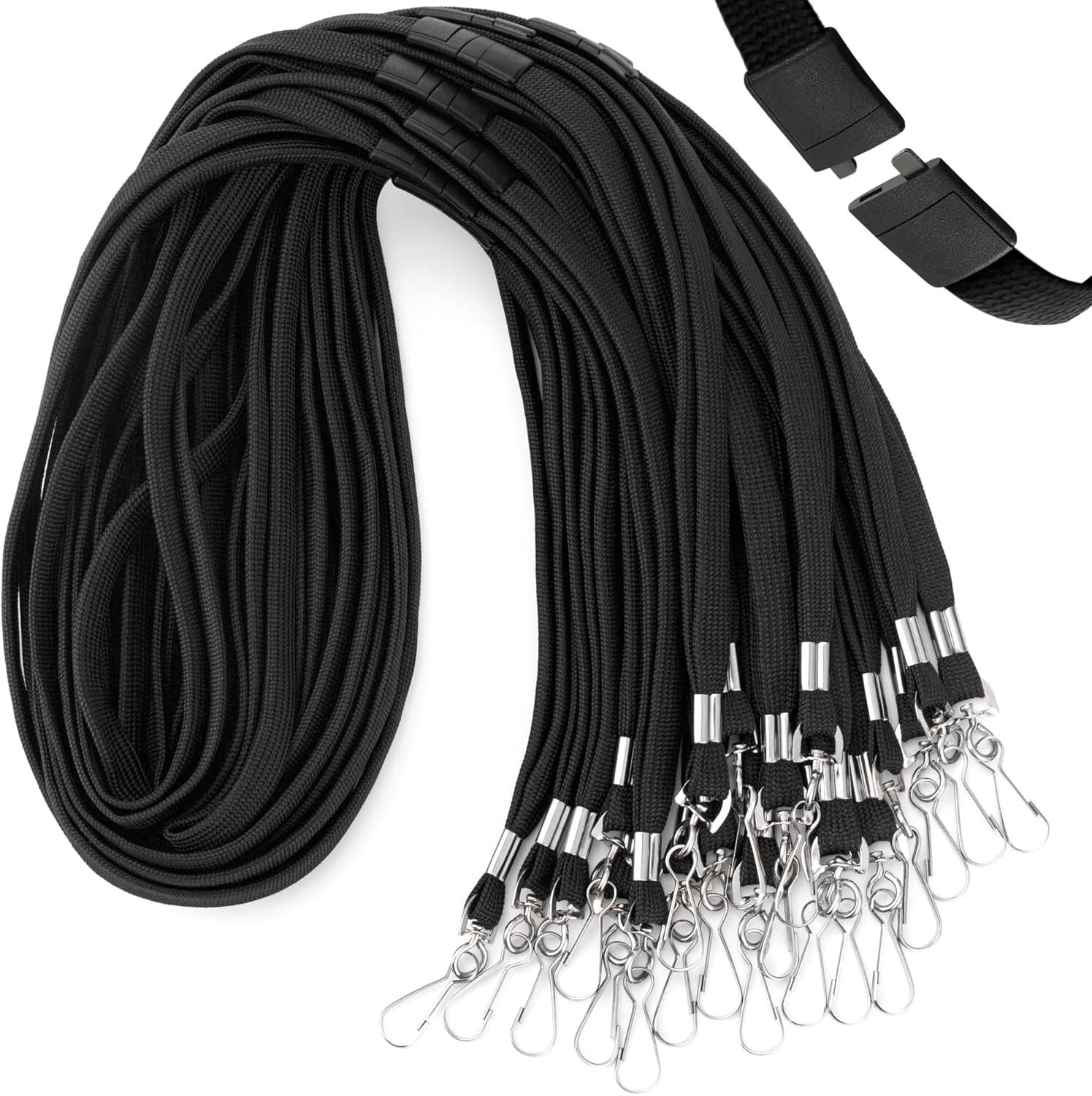 Flat Breakaway Safety Lanyards 100-Pack - Lightweight & Neck-Friendly, 36-Inch