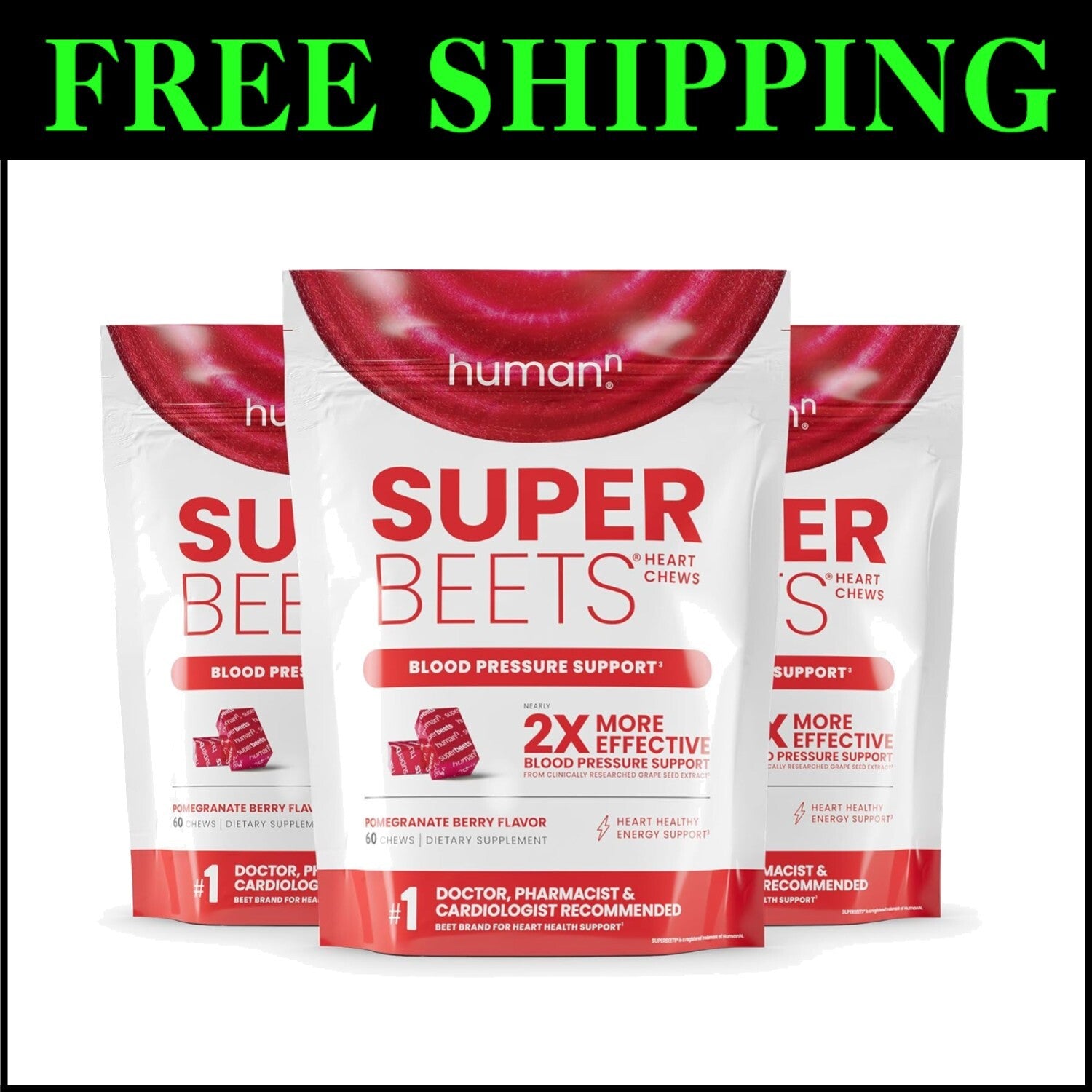 Convenient SuperBeets Chews - 180 Count for Blood Pressure & Energy Support