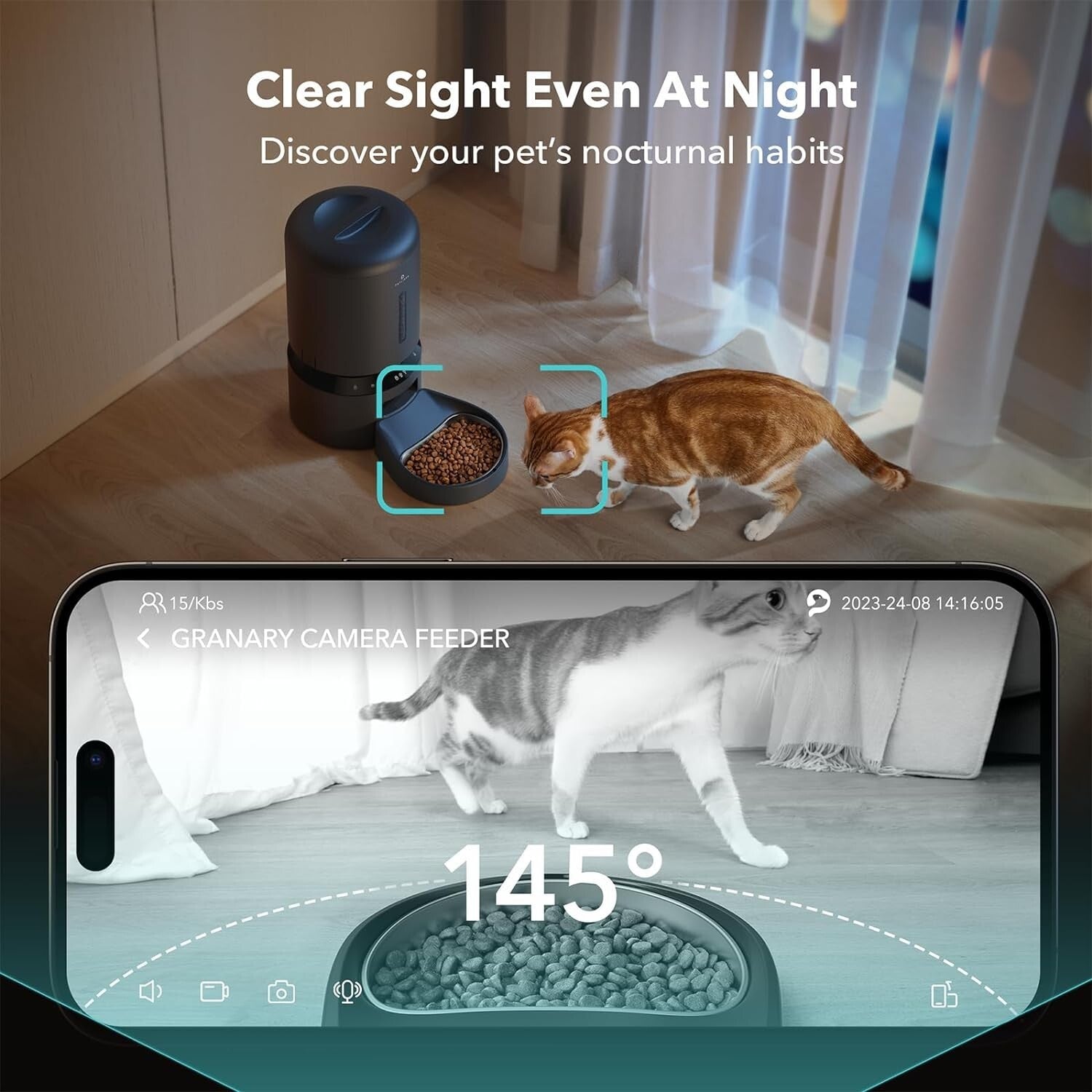 Automatic 5G WiFi Pet Feeder with Night Vision Camera & Voice Interaction