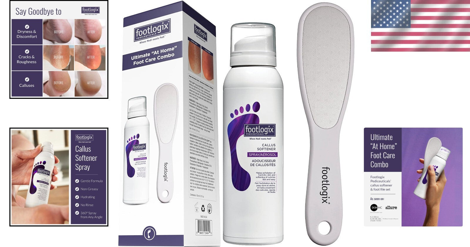 Compact Foot Exfoliator Set with Callus Spray & Double-Sided File - Travel Ready