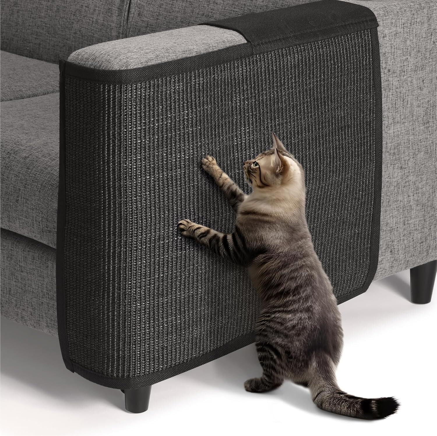 Elegant Cat Scratch Mat - Natural Sisal Furniture Protector for Left Side Use