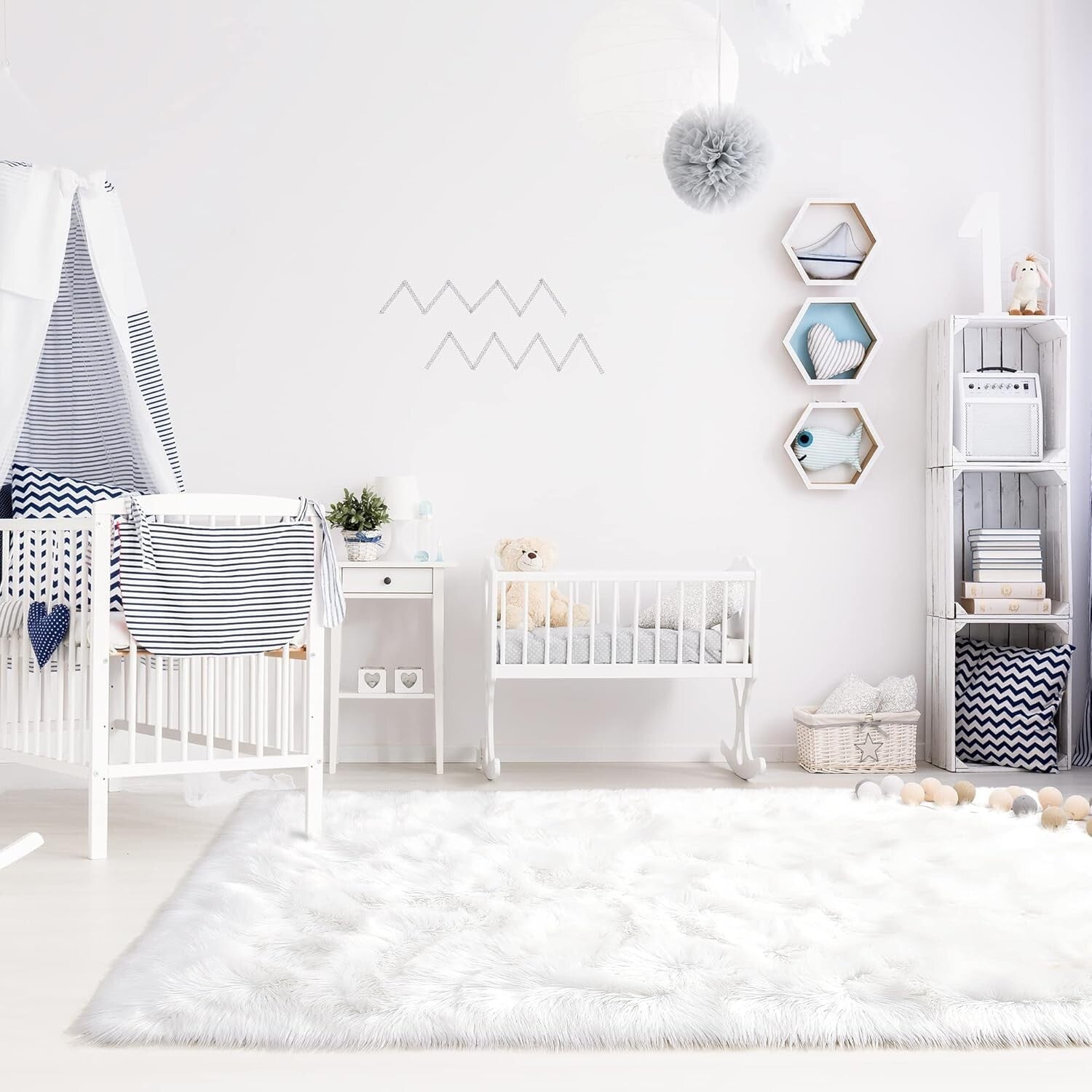 Luxury 3x5 Faux Fur Shag Rug - Plush White Carpet for Bedroom & Living Room