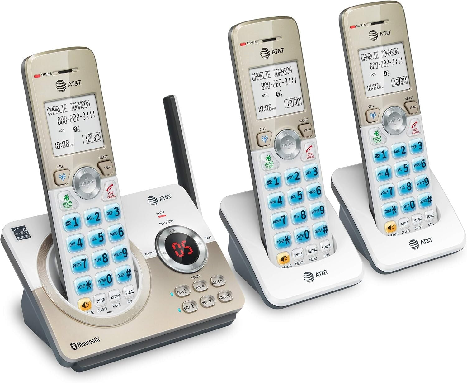 Expanded Bluetooth Cordless Phone System with Big Buttons & Digital Answering
