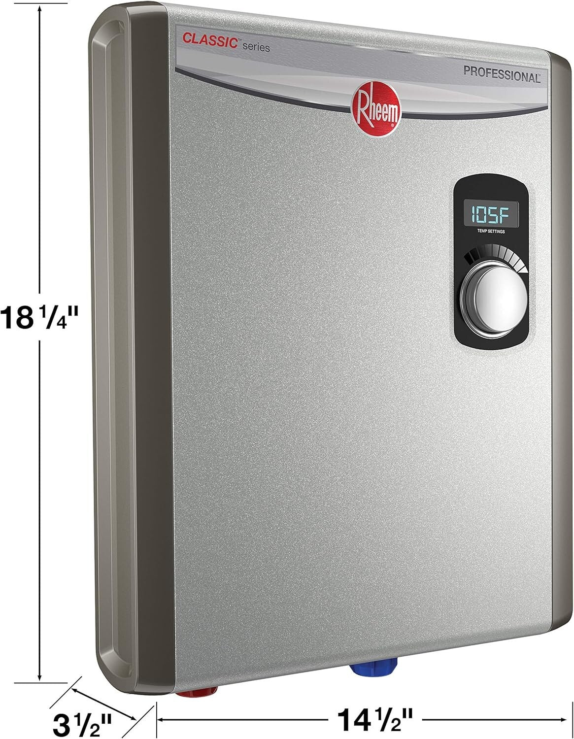 18kW Tankless Electric Water Heater - Endless Hot Water, Gray Stainless Steel