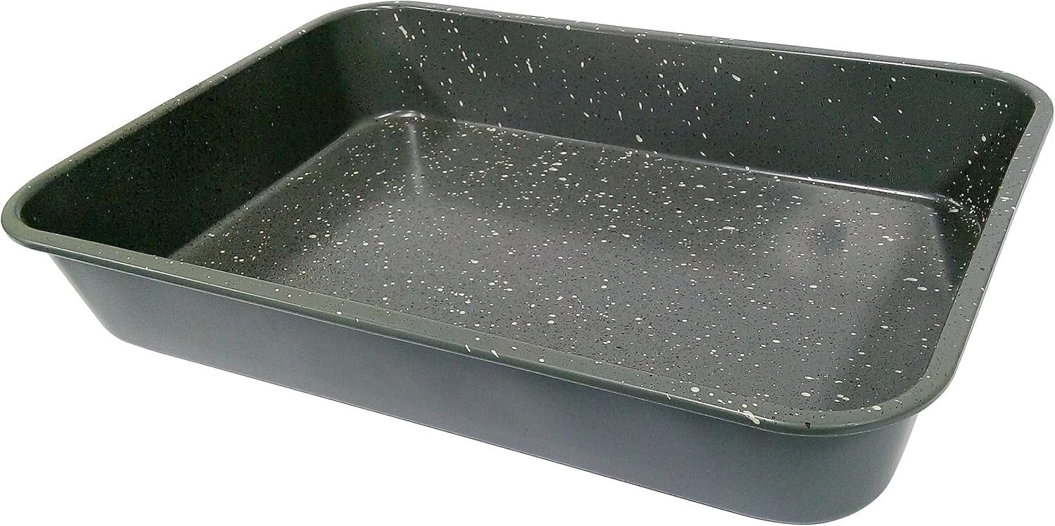 Elegant 18-Inch Nonstick Roasting Pan with Silver Granite Coating - 450°F Max