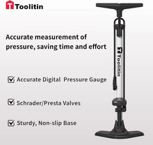 Load image into Gallery viewer, High-Pressure Bike Pump with Digital Gauge - Inflates Presta &amp; Schrader Valves