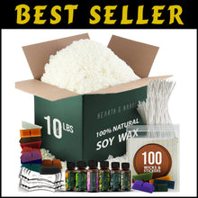 Load image into Gallery viewer, 10 lb Natural Soy Wax Kit with Wicks, Stickers, &amp; Fragrance for Beginners