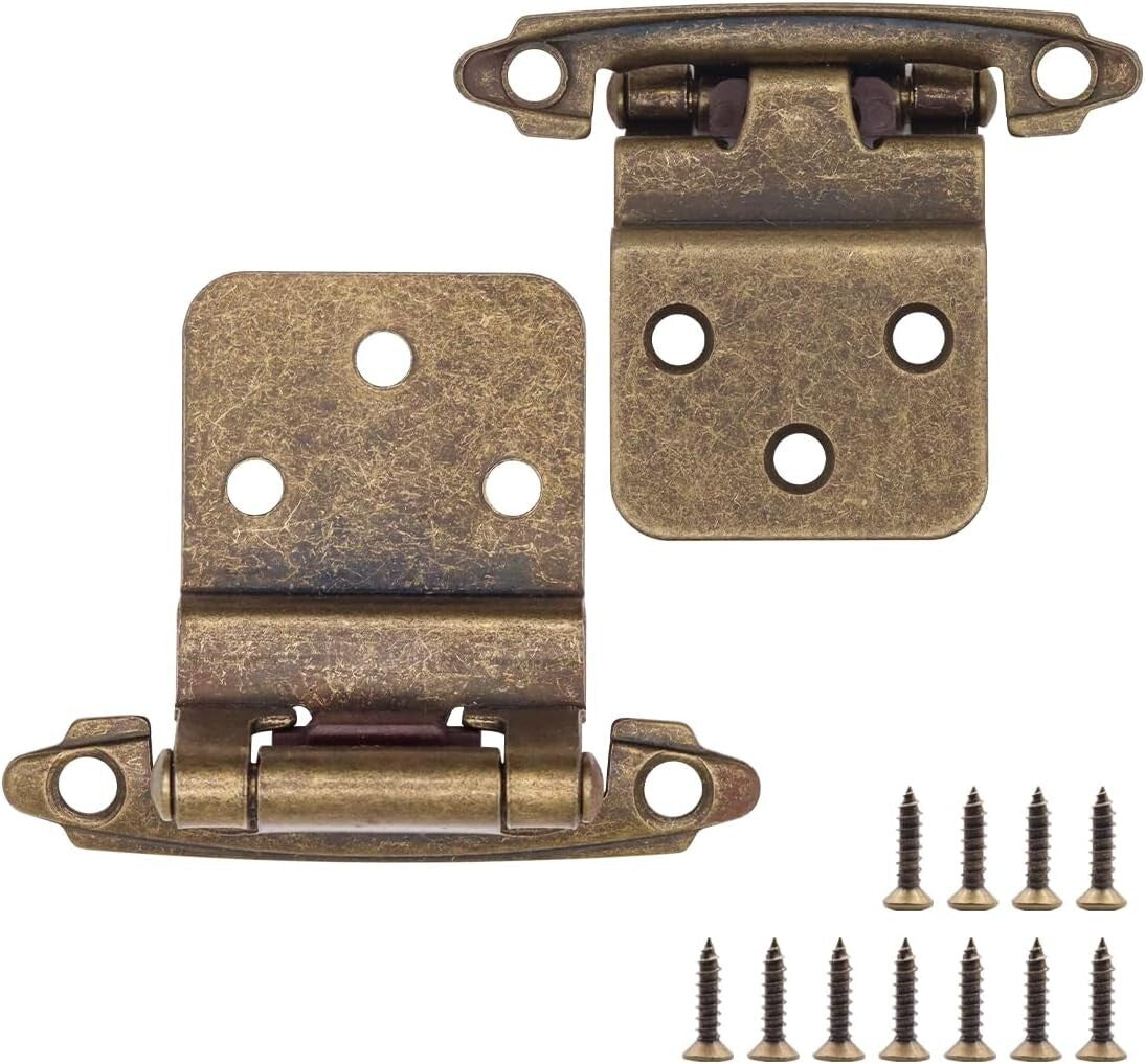 Durable Antique Brass Self-Closing Hinges - 30 Pairs for Kitchen & Bath Cabinets