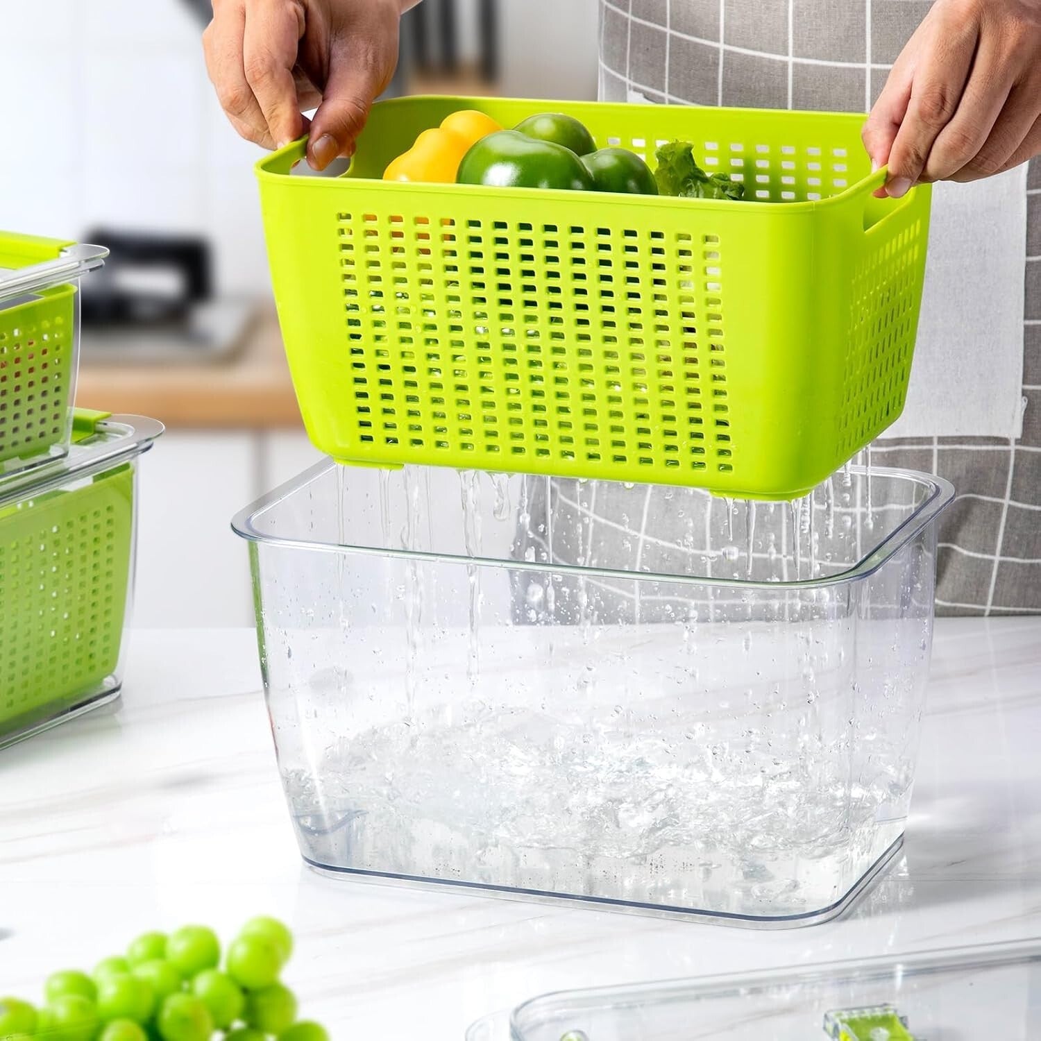 Keep Fruits and Vegetables Fresh - 4 Large BPA-Free Storage Containers with Lids