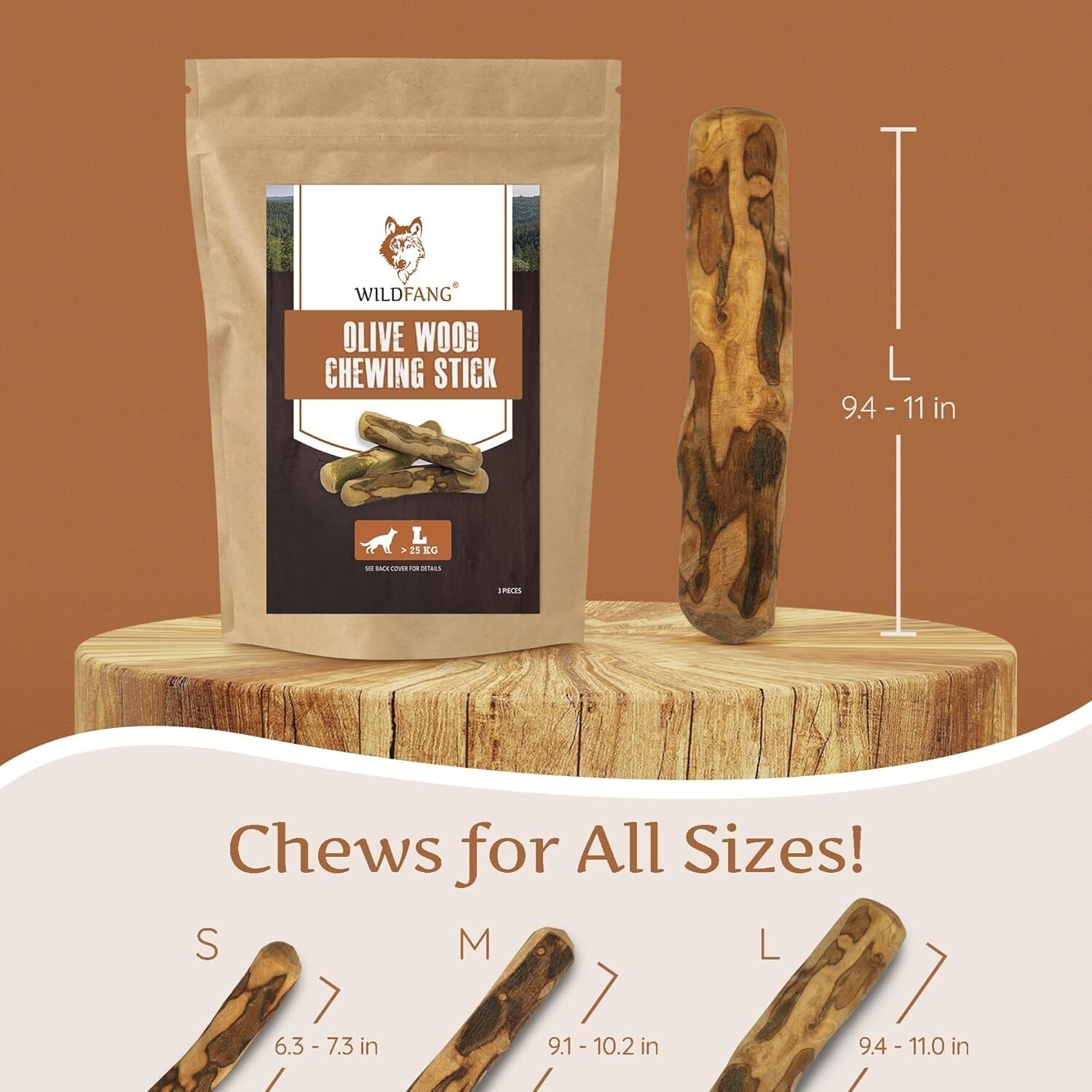 Long-Lasting Olive Wood Dog Chew with Olive Oil - Promotes Dental Health