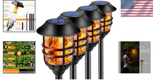 Load image into Gallery viewer, Stainless Steel Solar Torches with Flickering Flame - Adjustable Heights, 4-Pack