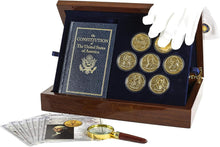 Load image into Gallery viewer, Franklin Mint 7-Piece Gold-Plated Coin Collection with Inspection Accessories