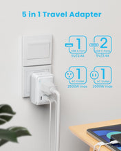 Load image into Gallery viewer, Travel Essentials: Universal Adapter with 6 Plugs and 3.4A USB for Easy Charging