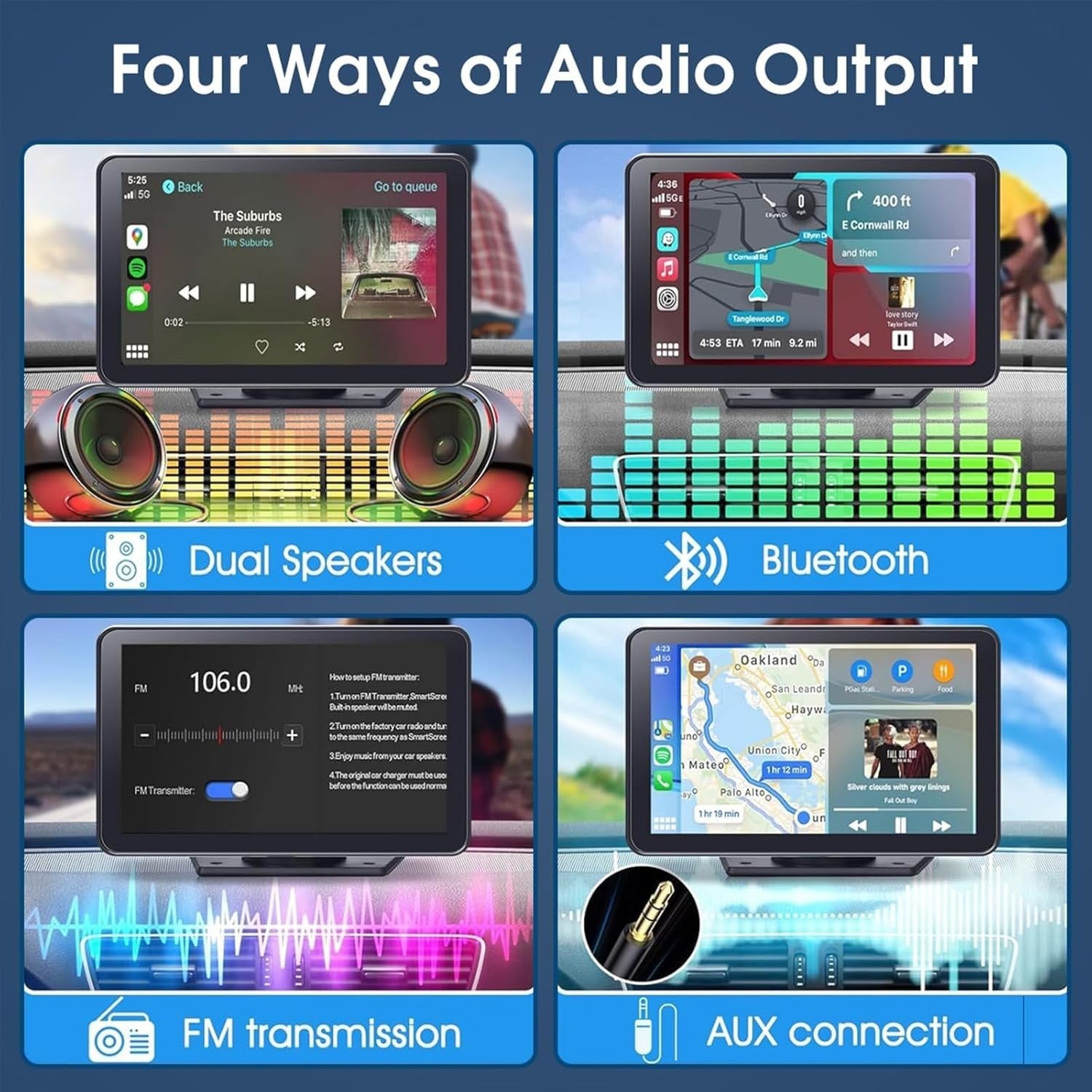 Advanced 7" Portable CarPlay Screen with Backup Camera & Real-Time Navigation