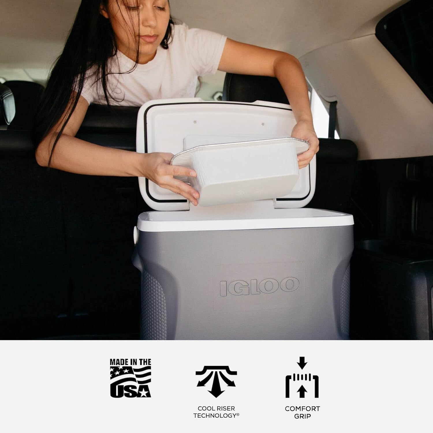 Quiet 12V Electric Cooler - Iceless Portable Fridge with Spacious 28 Qt Capacity