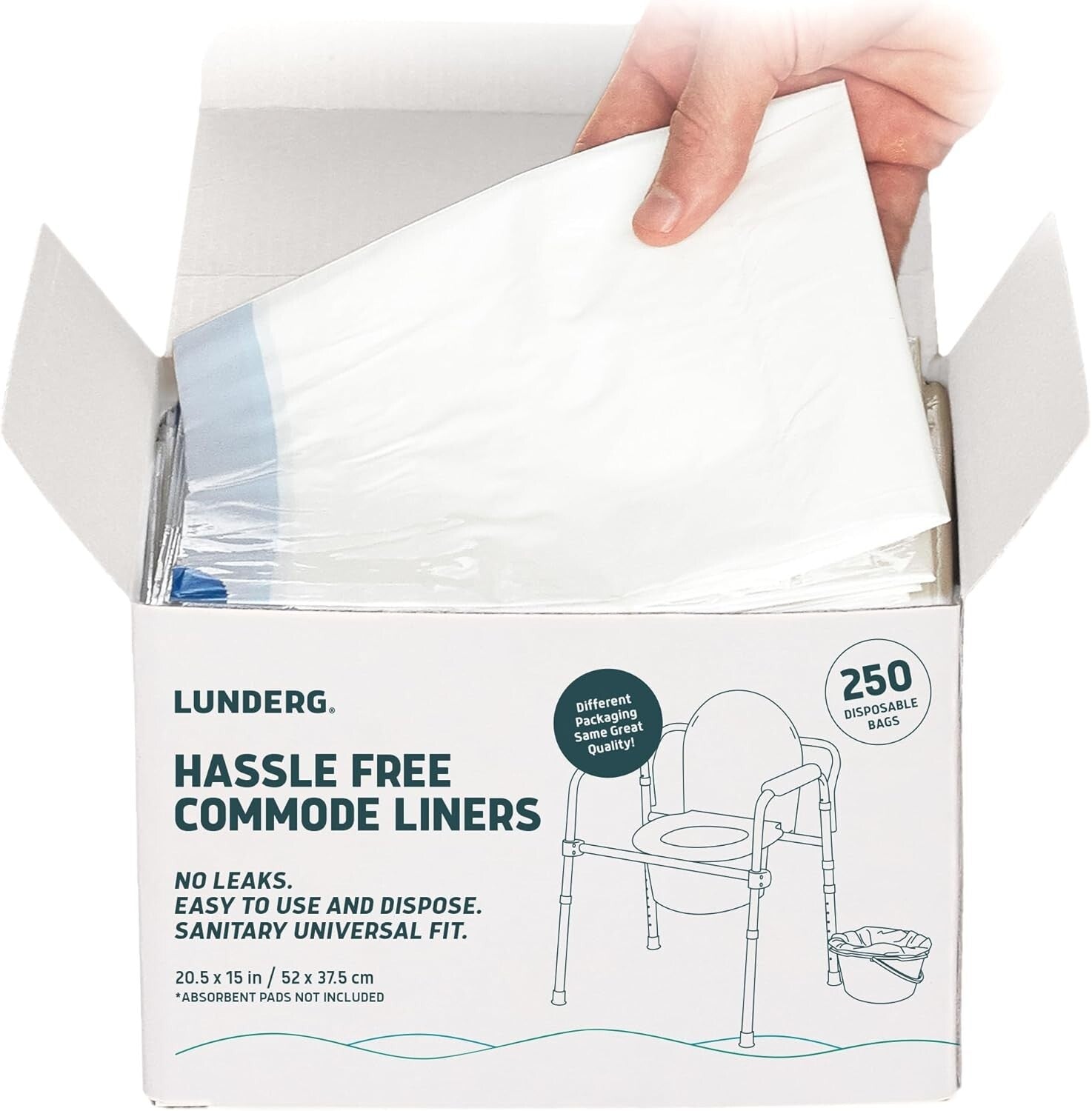 Universal Fit 250 Count Disposable Liners for Adult Commode & Portable Toilets