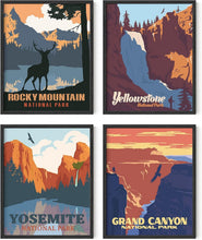 Load image into Gallery viewer, Customizable Vintage National Park Art - 8x10 Mountain Posters in Black Frame
