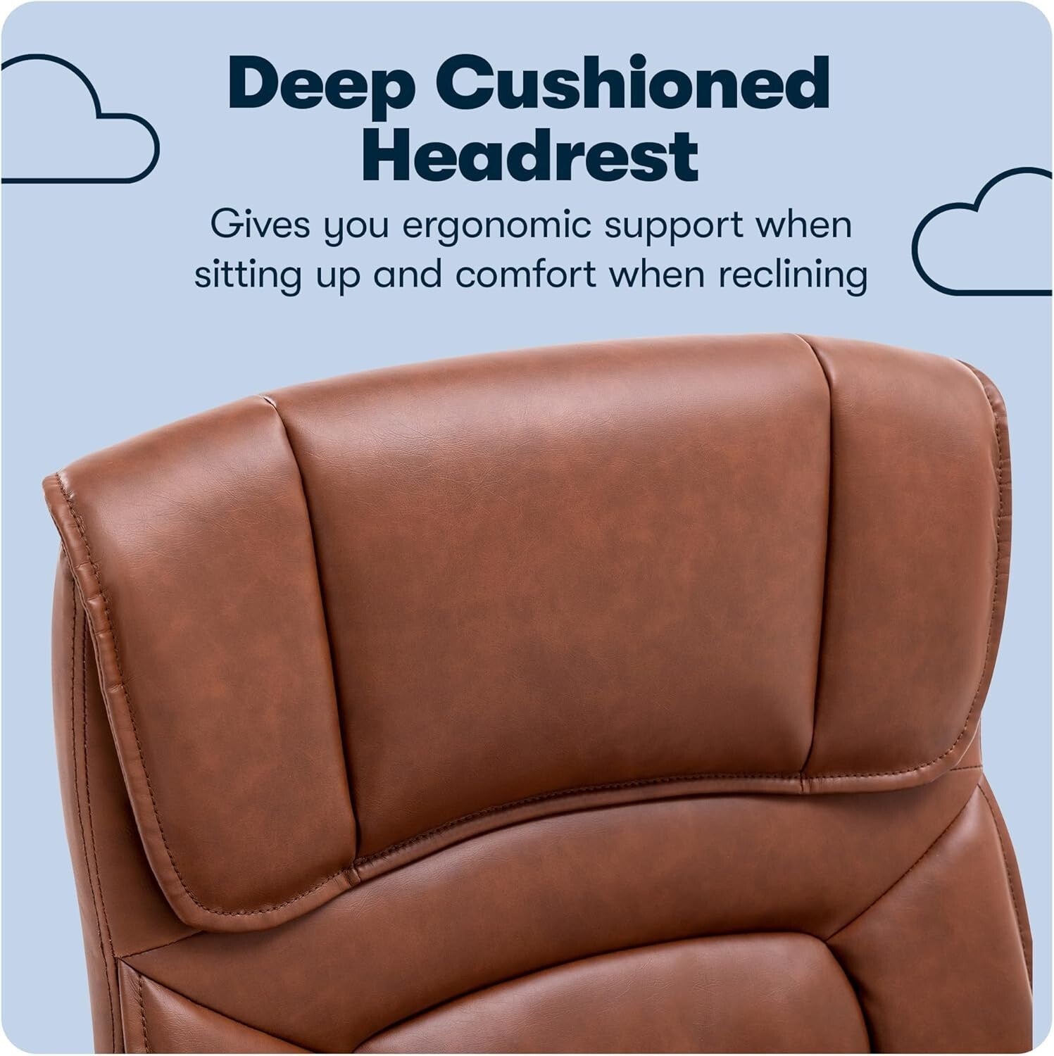 Cognac Bonded Leather Executive Desk Chair with Easy Assembly - 275 lbs Capacity