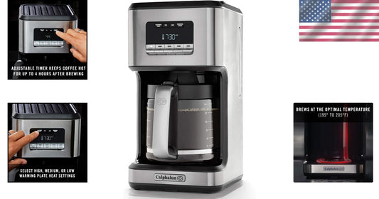 Advanced 14-Cup Drip Coffee Maker with Programmable Settings & Strong Brew