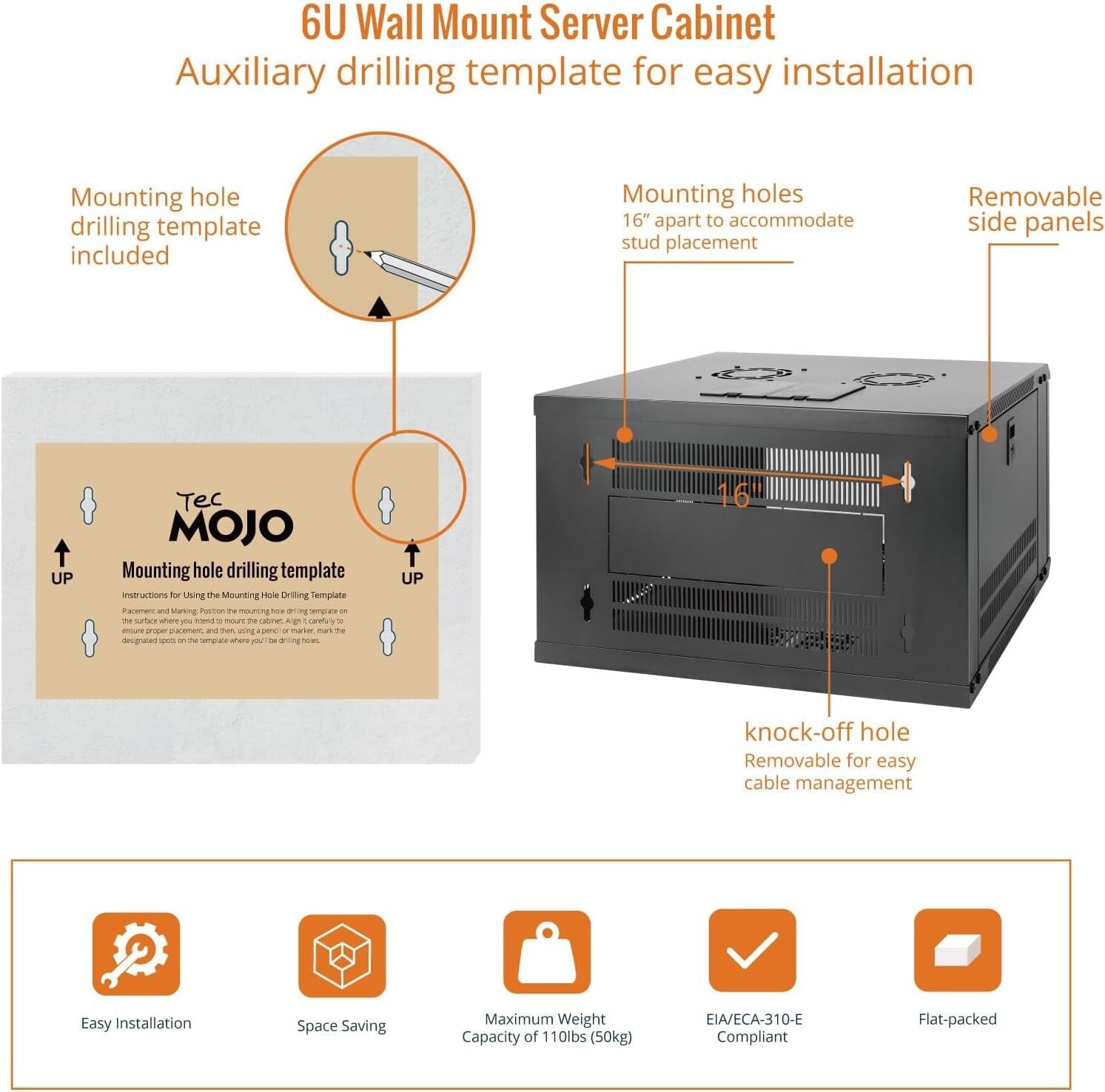 Premium 6U Server Enclosure with Easy Cable Management & Versatile Setup Options