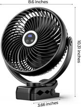 Load image into Gallery viewer, Rechargeable 8" Camping Fan with LED Light &amp; 3 Speeds - Super Quiet Design