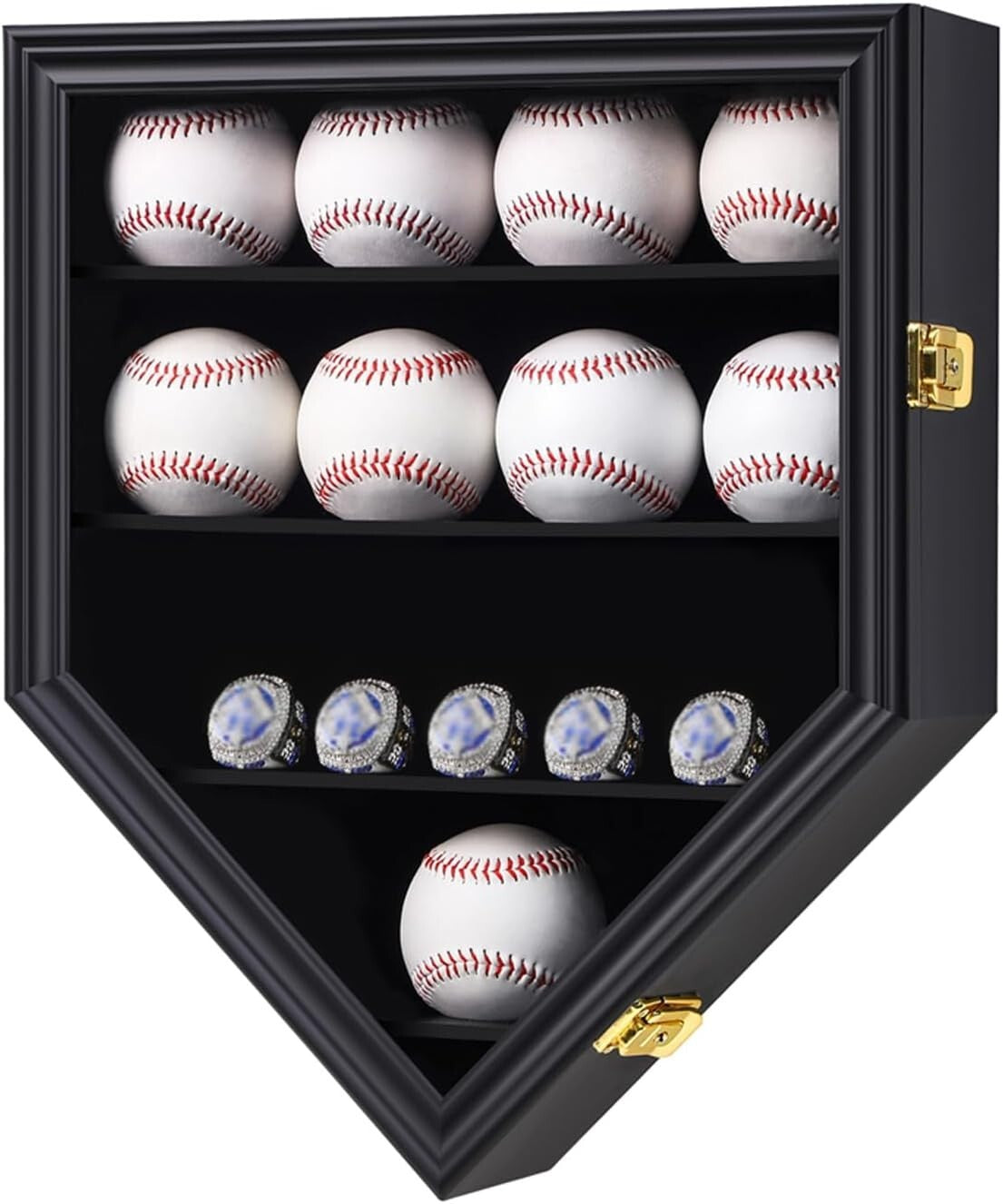 Stylish Baseball & Championship Ring Display Case with Detachable Partitions