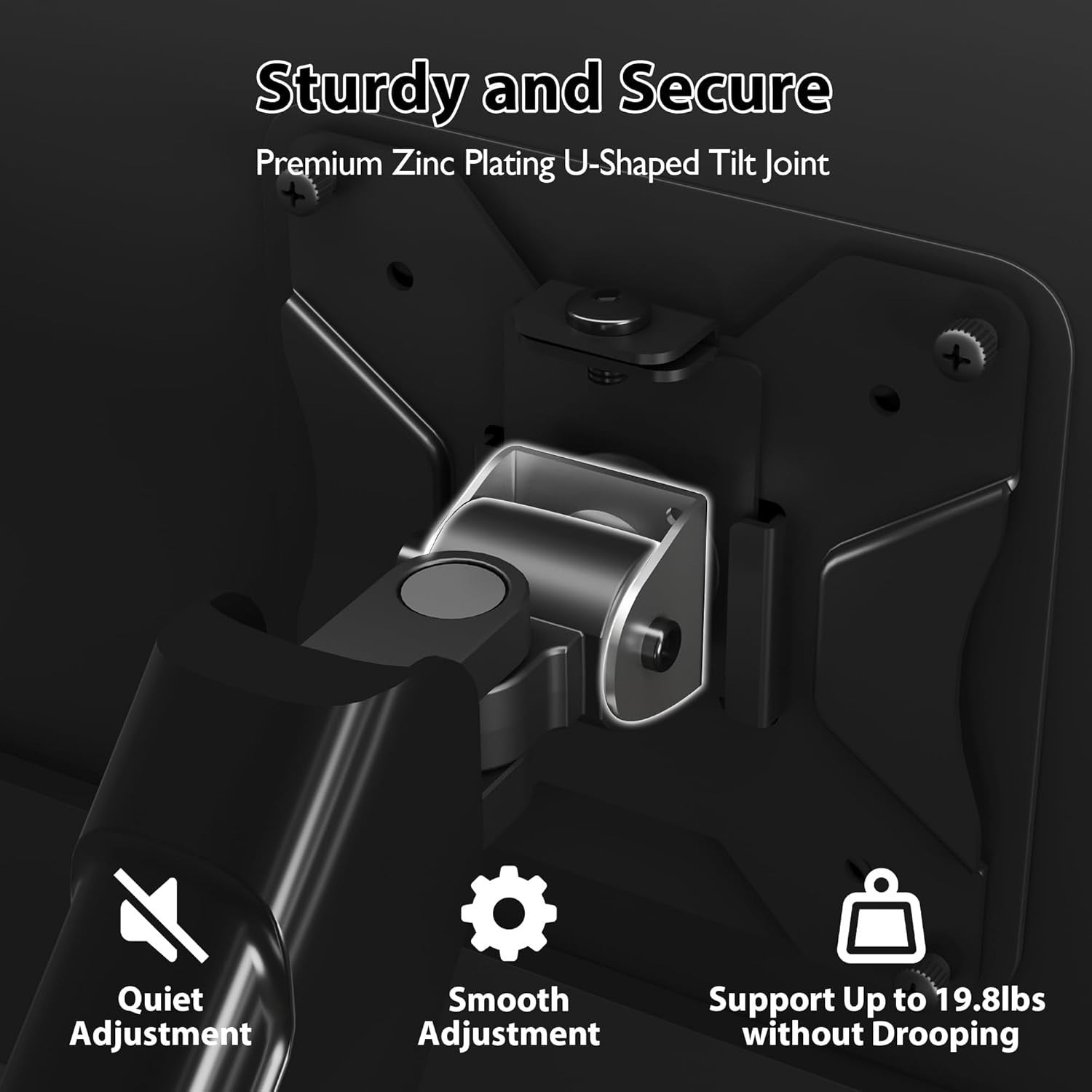 Easy-Install Wall Mount for Dual Monitors - Height Adjustable and Tilt Features