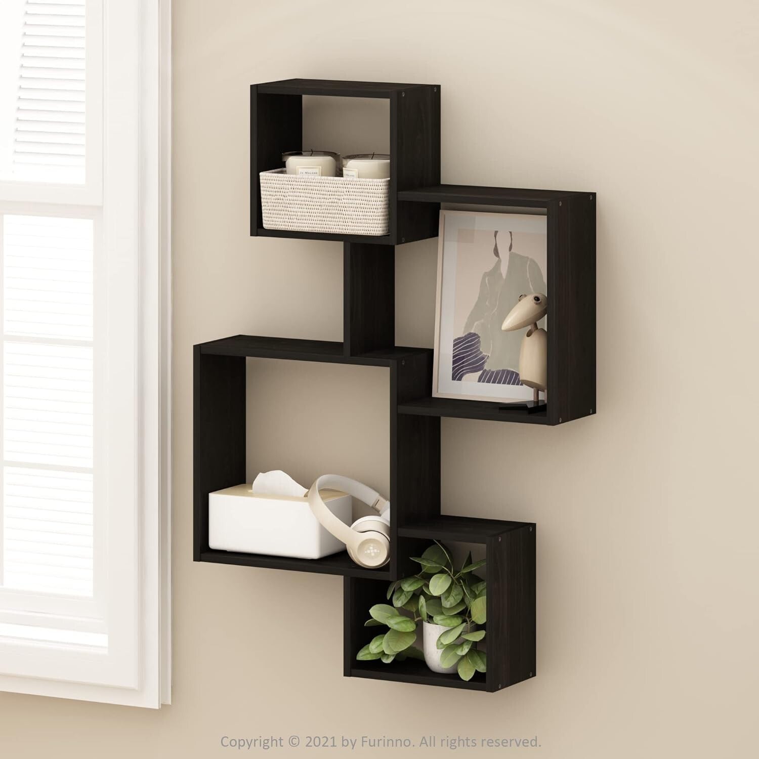 Durable Wall Mounted Espresso Floating Shelves - Set of 4 for Home Organization