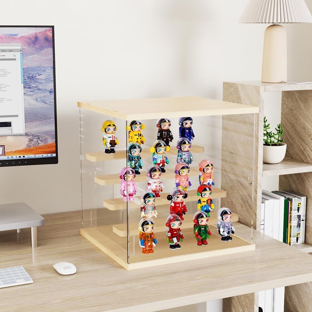 Modern 5-Tier Acrylic Showcase with Door & Wooden Base for Funko Pop Figures