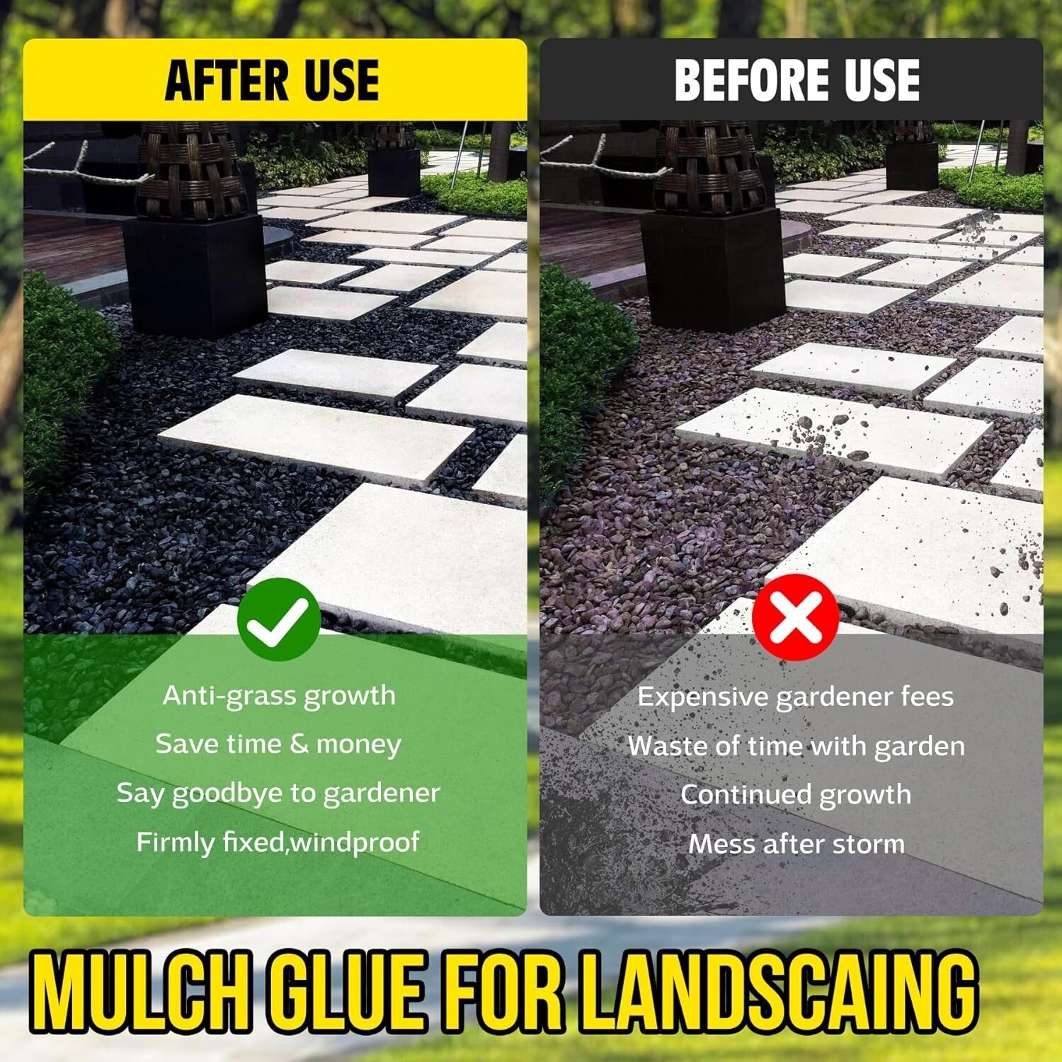 1 Gallon Black Mulch Stabilizer - Strong Adhesive for Landscaping & Garden Needs