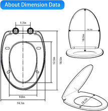 Load image into Gallery viewer, Modern Elongated Toilet Seat with Adjustable Slow Close Hinges - Fits All Brands