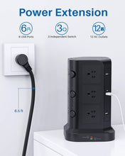 Load image into Gallery viewer, Smart Power Strip Tower: 12 Outlets &amp; 6 USBs with Individual Switches, Fireproof