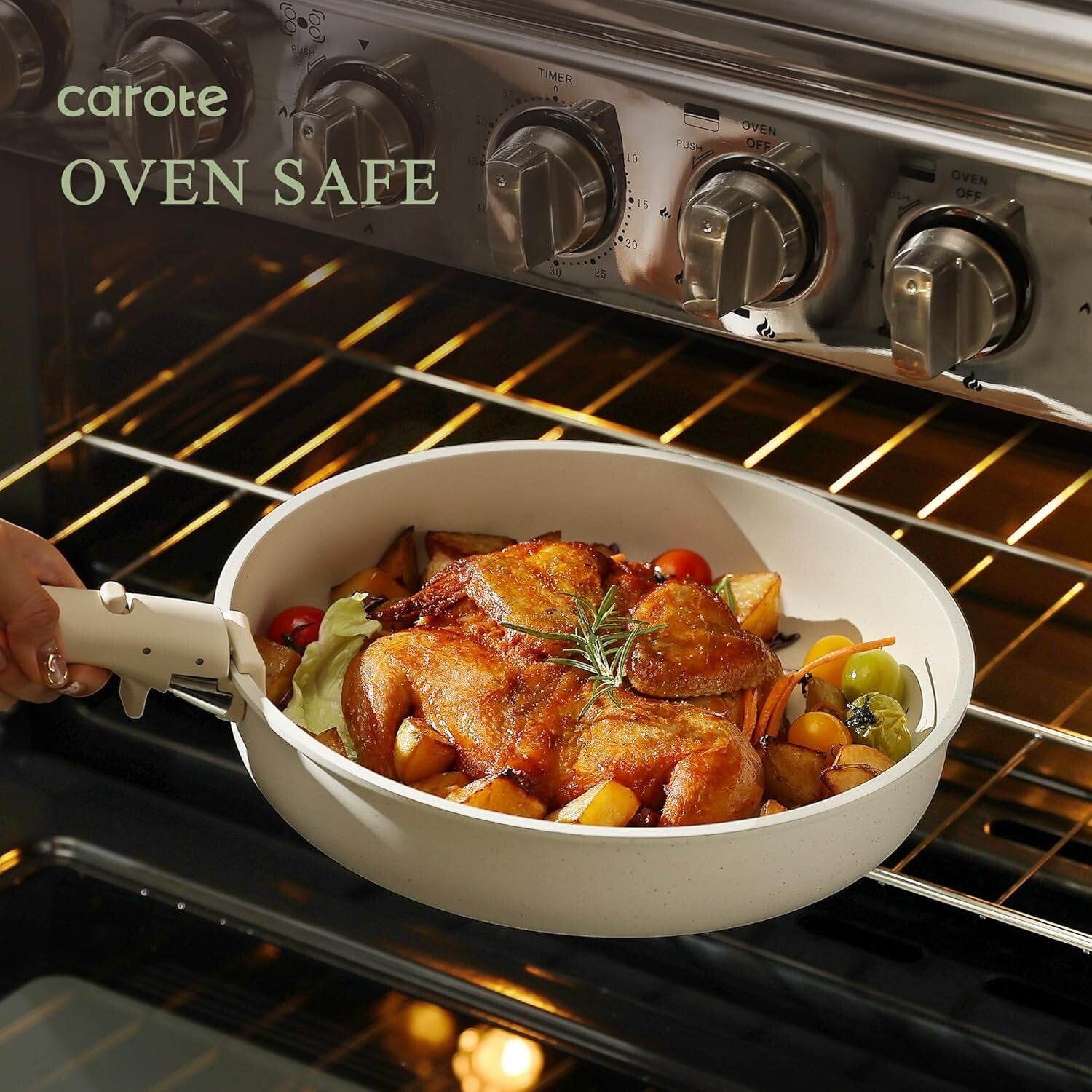 Easy-Clean 21-Piece Cookware Set with Removable Handle: Oven & Induction Safe