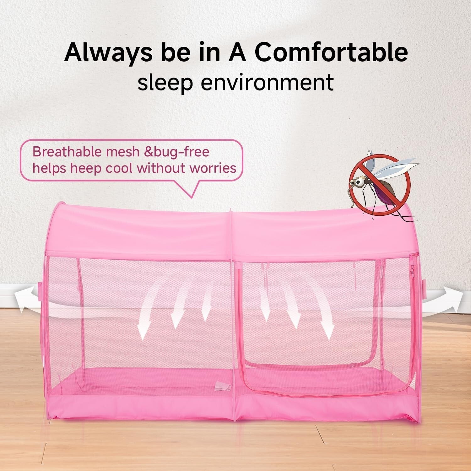 Dream Tent for Twin Beds - Lightweight Indoor/Outdoor Canopy with Zipped Doors