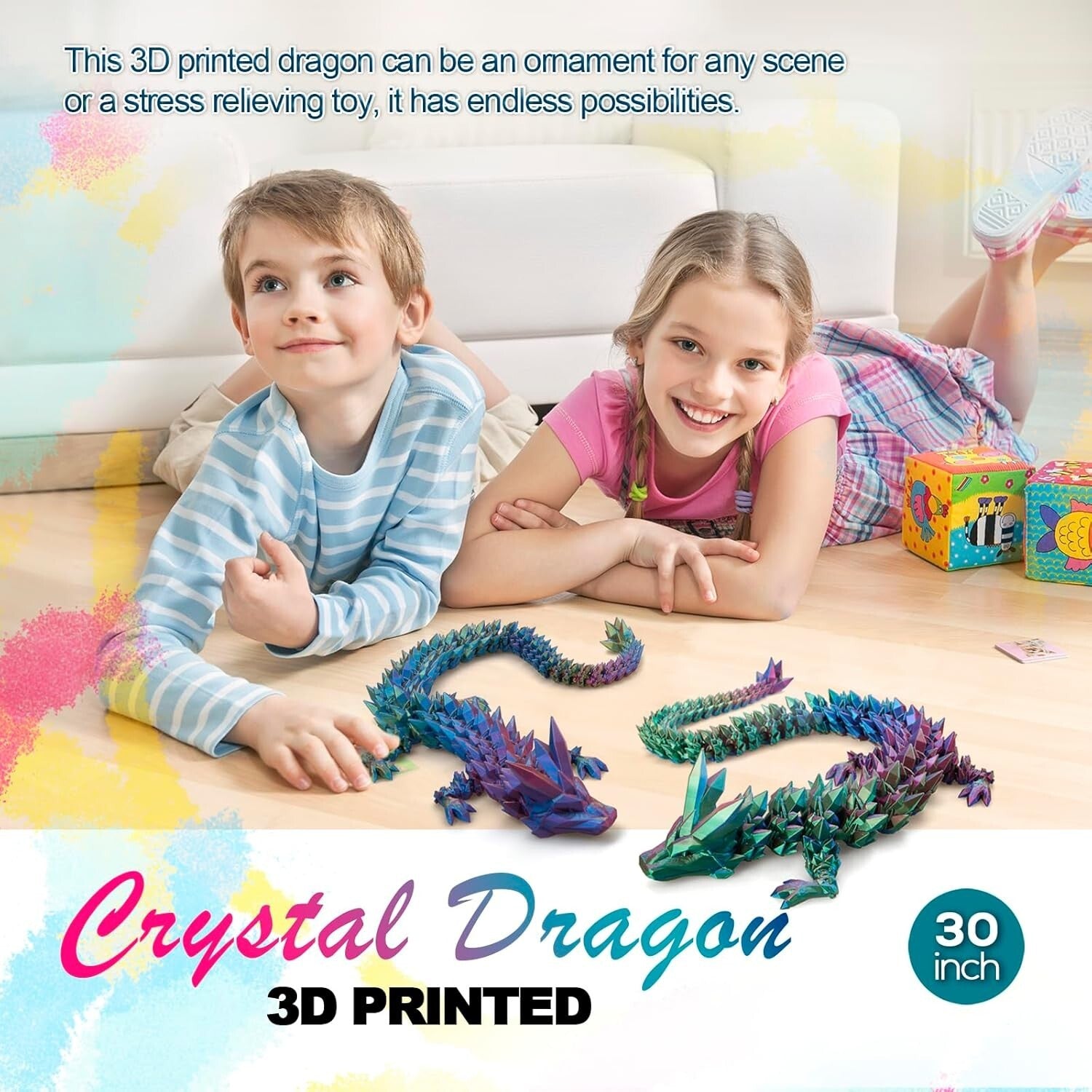 Articulated 30'' Crystal Dragon - Children’s Day Surprising Decoration Gift