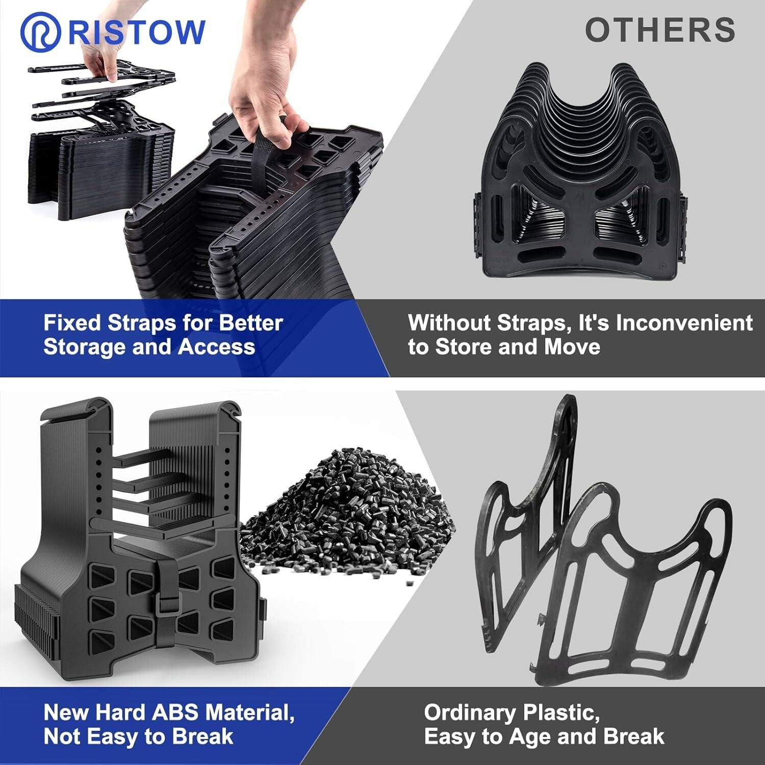 Efficient 20ft Height-Adjustable RV Sewer Hose Support, Black ABS Material