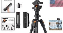 Load image into Gallery viewer, Effortless Outdoor Shooting with 64 Inch Lightweight Tripod &amp; Smartphone Clip
