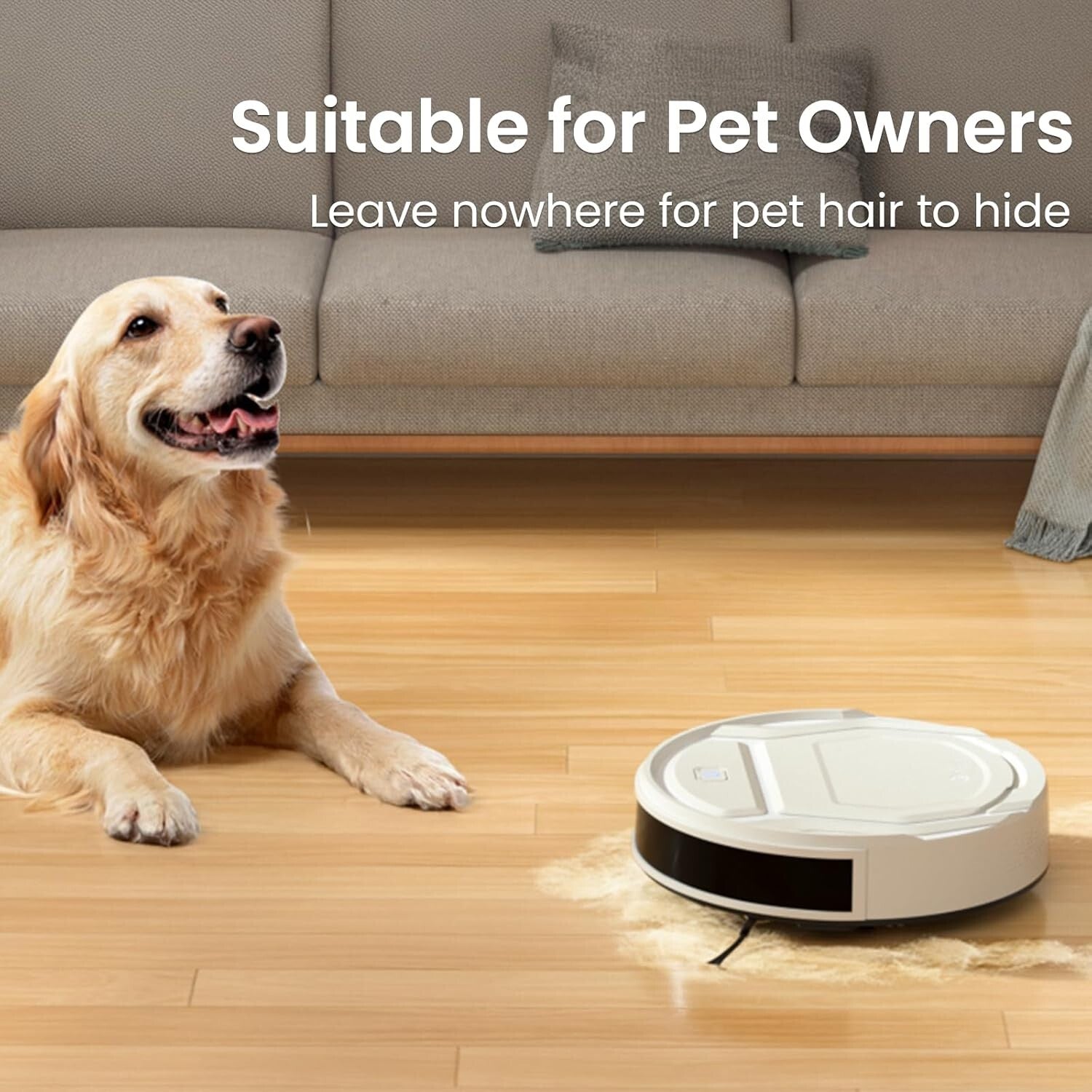 Slim Robotic Vacuum Cleaner with 2200Pa Suction - Ideal for Pet Hair & Carpets