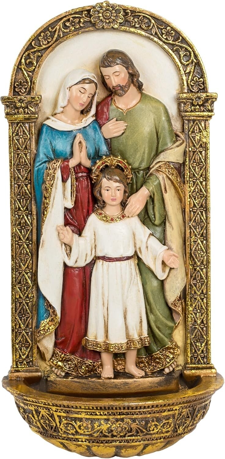 Joseph's Studio 7.75” Holy Family Water Font – Symbolic Décor for Faith and Hope