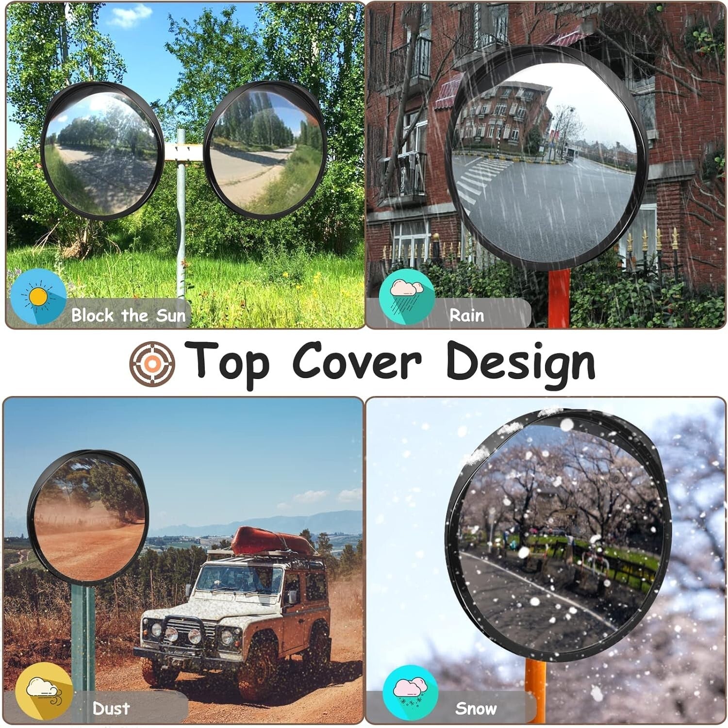 Adjustable Outdoor Blind Spot Convex Mirror - 18'' Safety Solution for Driveways