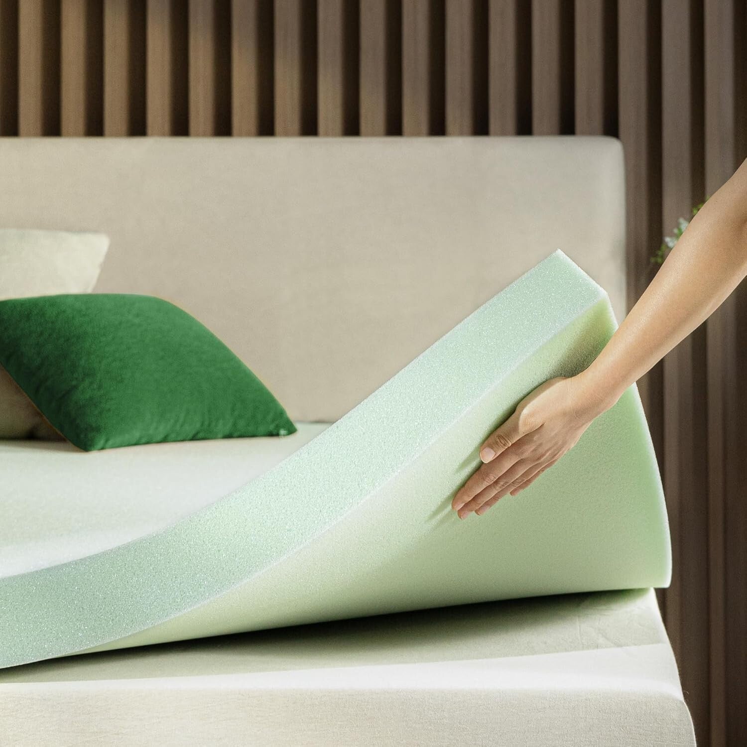 Eco-Friendly King Mattress Topper - Green Tea Infused Comfort for Restful Sleep