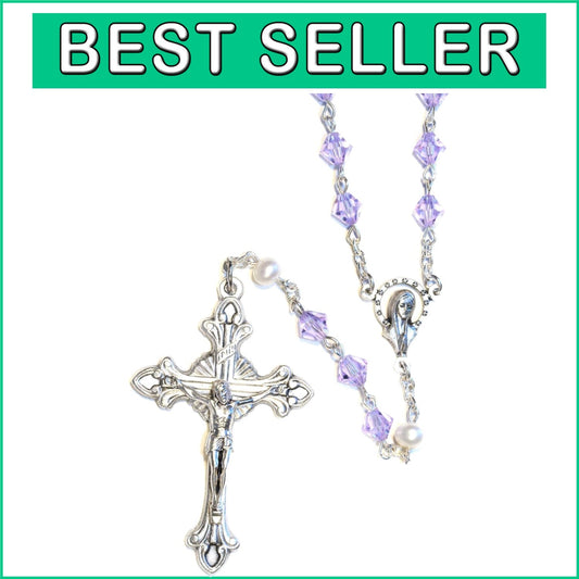 Catholic Prayer Rosary with Alexandrite Crystals & How to Pray Guide - Boxed Set