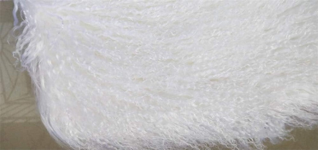 Elegant 16'' x 16'' White Curly Mongolian Lamb Fur Pillow Cover - Home Accent