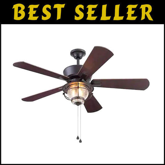 Bronze 5-Blade Ceiling Fan with Remote Control Capability and LED Light Kit